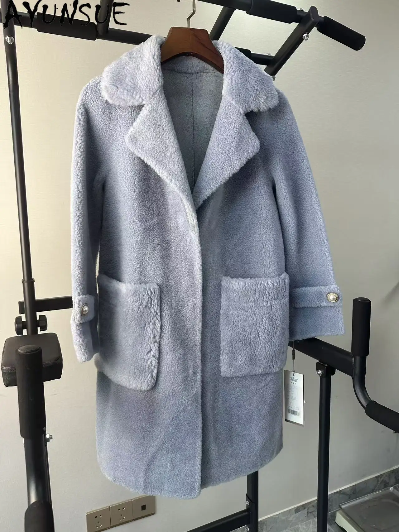 AYUNSUE Real Wool Jacket Women Winter Clothes Mid-length Warm Womens Coats Unique Promotion Minor Flaws No Refund No Exchange