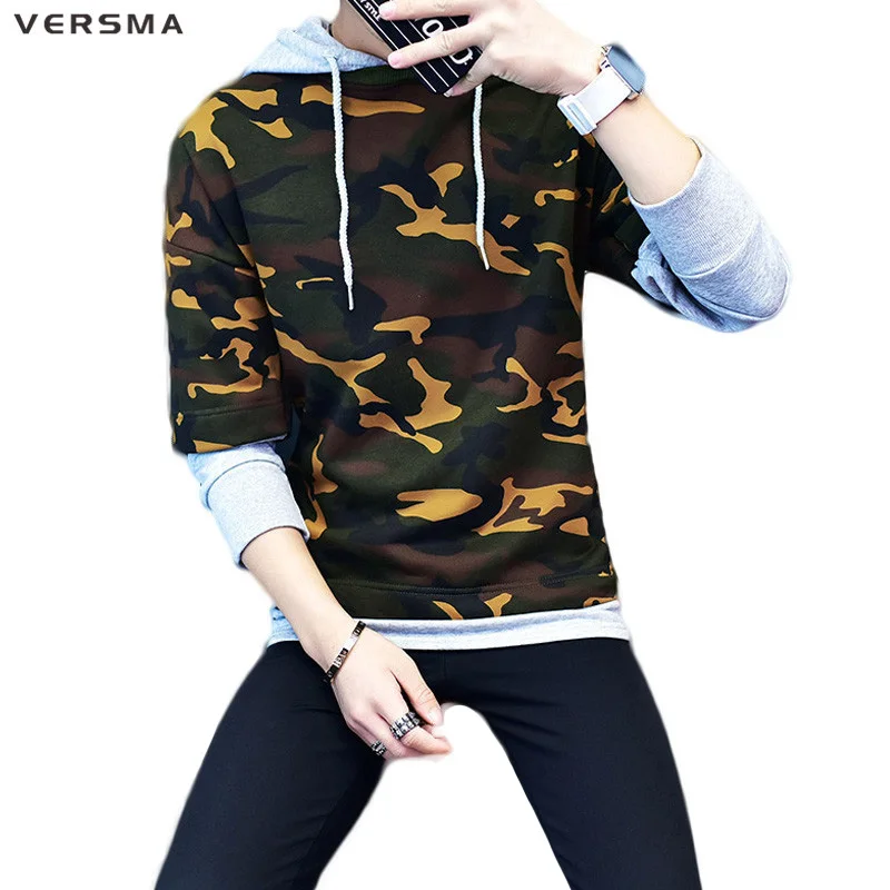 

VERSMA Hip Hop Streetwear Rock Punk Oversized Hoodie Men Long Sleeve Camouflage Sweatshirt Women Tracksuit Pullover Dropshipping