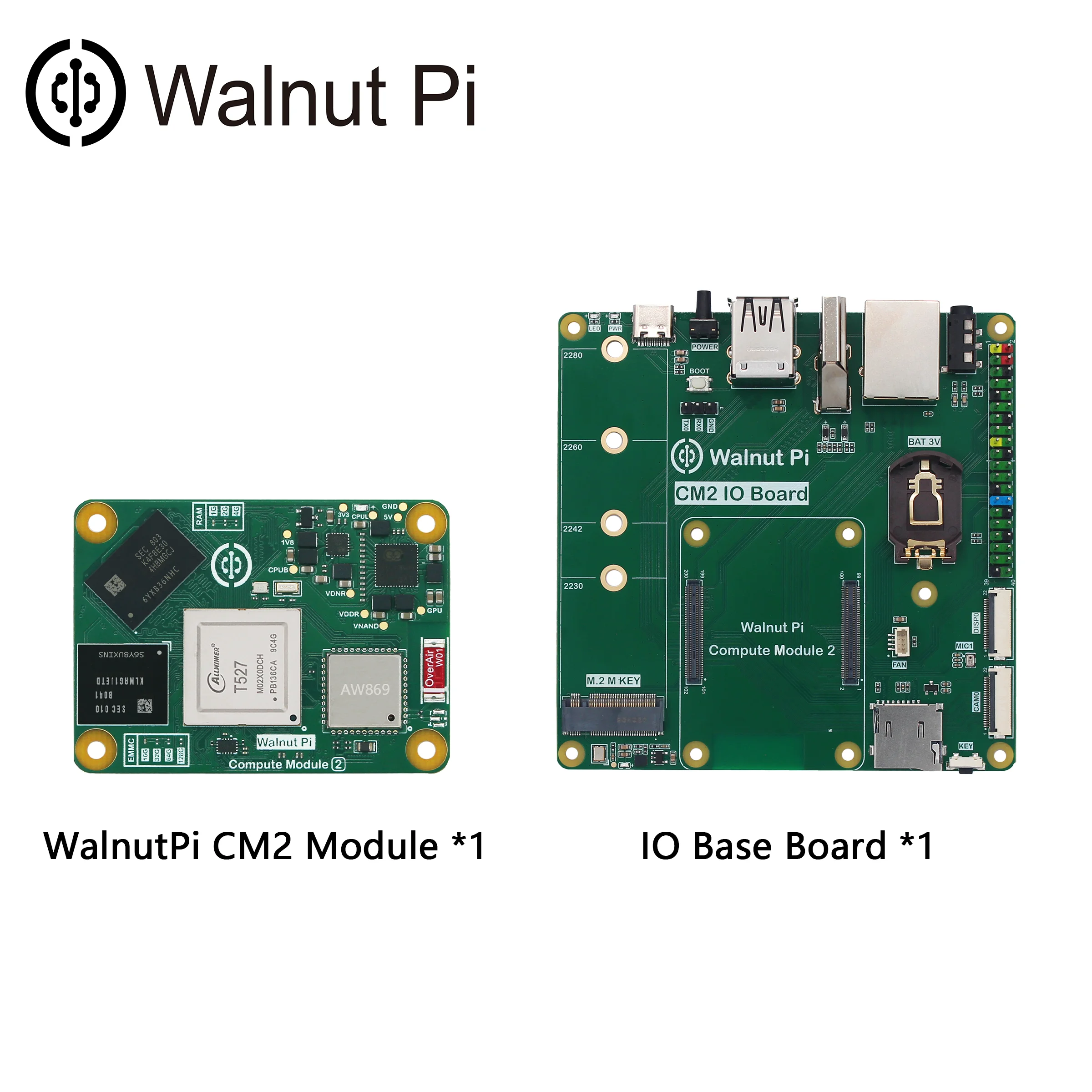 WalnutPi CM2 Compute Module (Allwinner T527 Core Board) – Linux, 2 TOPS, Raspberry Pi CM5 Compatible