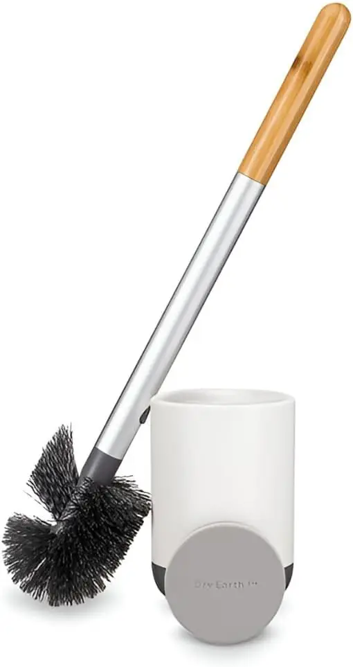 

Ceramic Toilet Brush with Diatomaceous Earth Disk for Mold Prevention, Replaceable Head, Hygienic White Scrubber