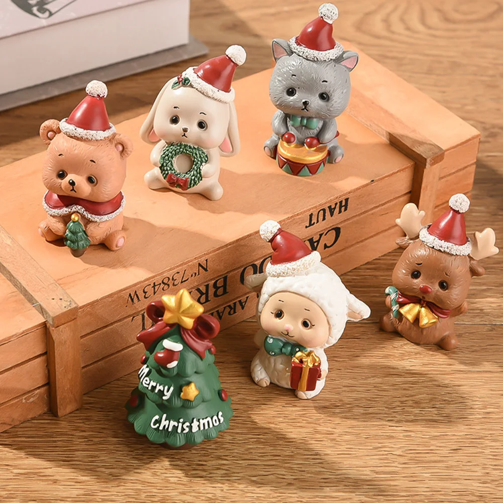 

4Pcs Cartoon Resin Ornaments Festive Home Decor for Christmas Wedding Birthday Party Table Window Bedside Display Creative Craft