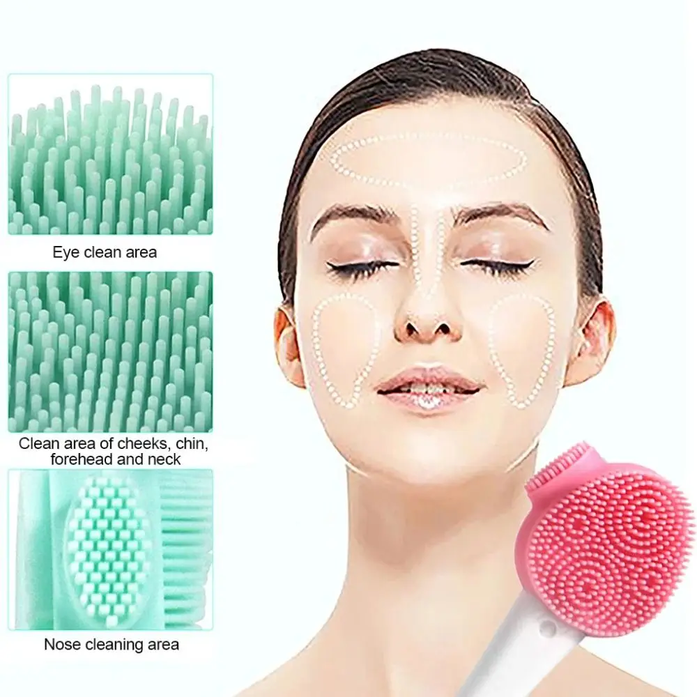 Double Side Silicone Facial Cleanser Brush Handheld Soft Hair Face Cleansing Instrument Manual Mud Mask Remover