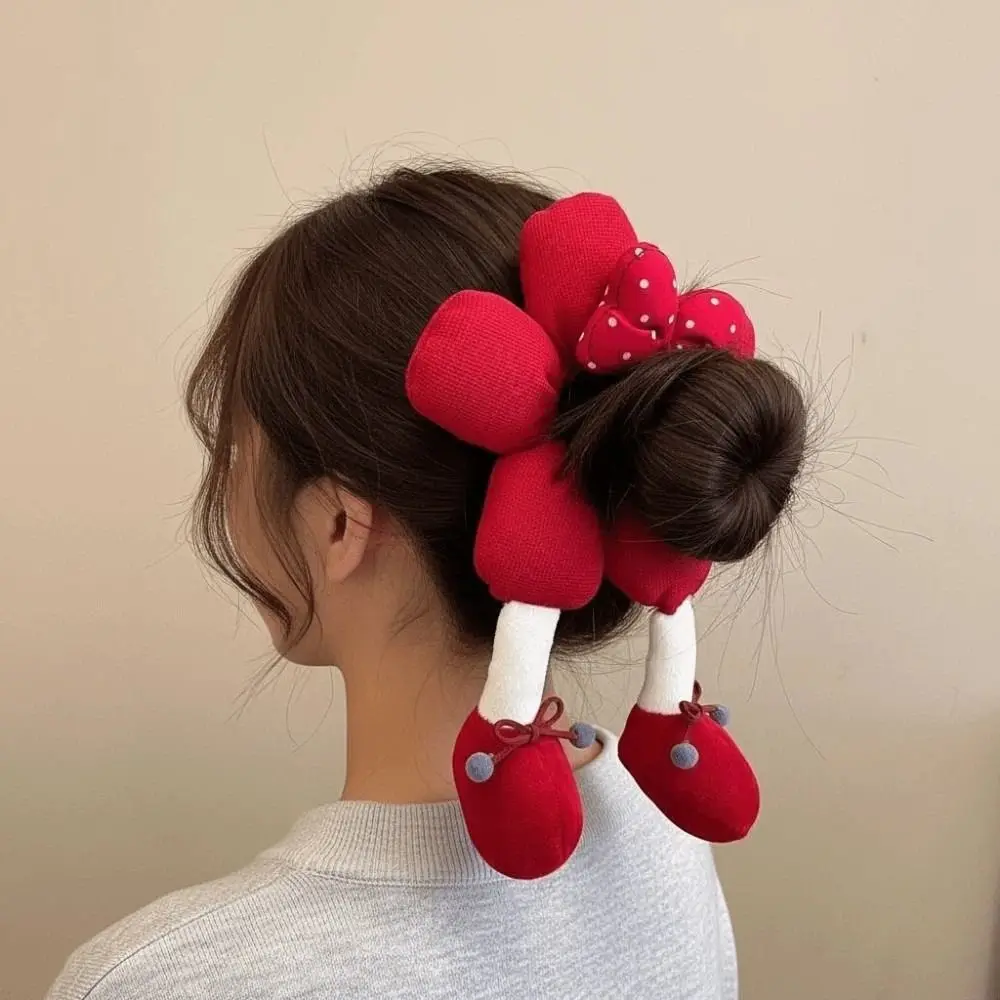 

Резинка для волос в виде цветка с бантом, милая, большая, хлопковая, в корейском стиле, для причесок и пучков