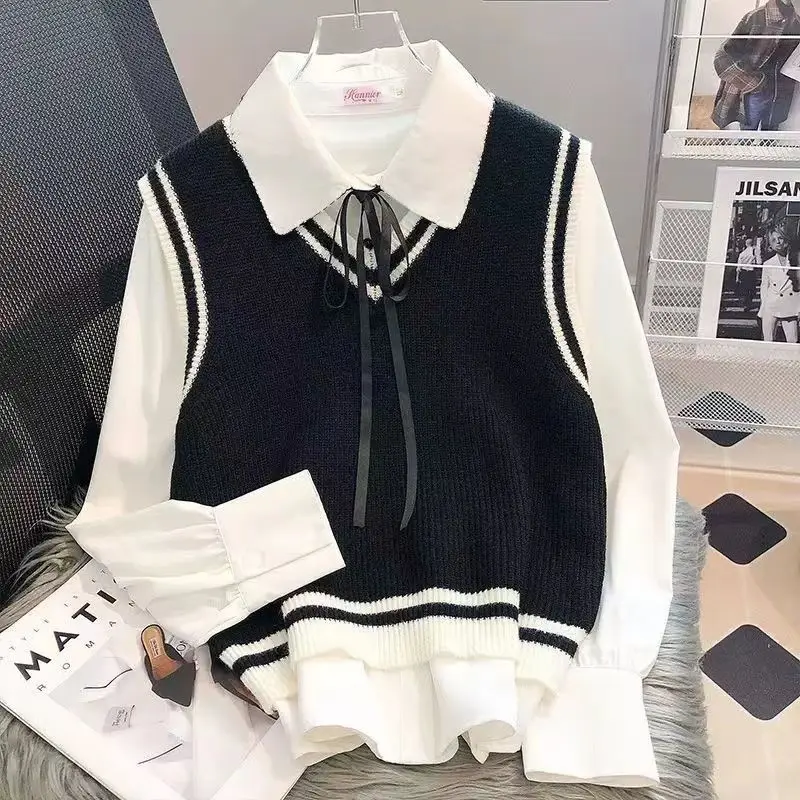 Sweet Preppy Style Sweater Vests Women Korean Fashion Schoolgirls Spring Fall Basic Sleeveless Casual V-neck Knitwear Cozy Cute