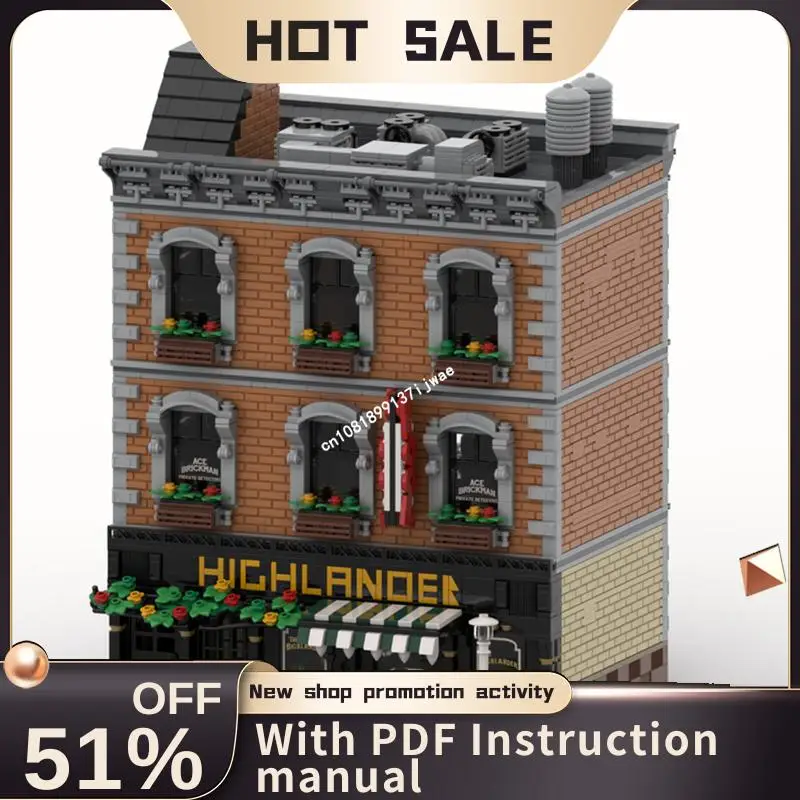 

New 4797Pcs City Hot Selling Street View Moc Modular Highlander Pub Model Custom Puzzle Diy Creative Ideas Kid Toy Birthday Gift