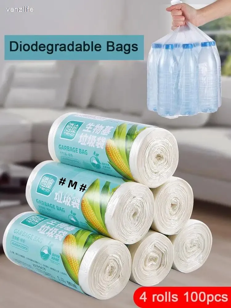 vanzlife Corn-Based Biodegradable Household Garbage Bags Kitchen & Toilet Disposable Trash Bags Thicker Plastic Break-Resistant
