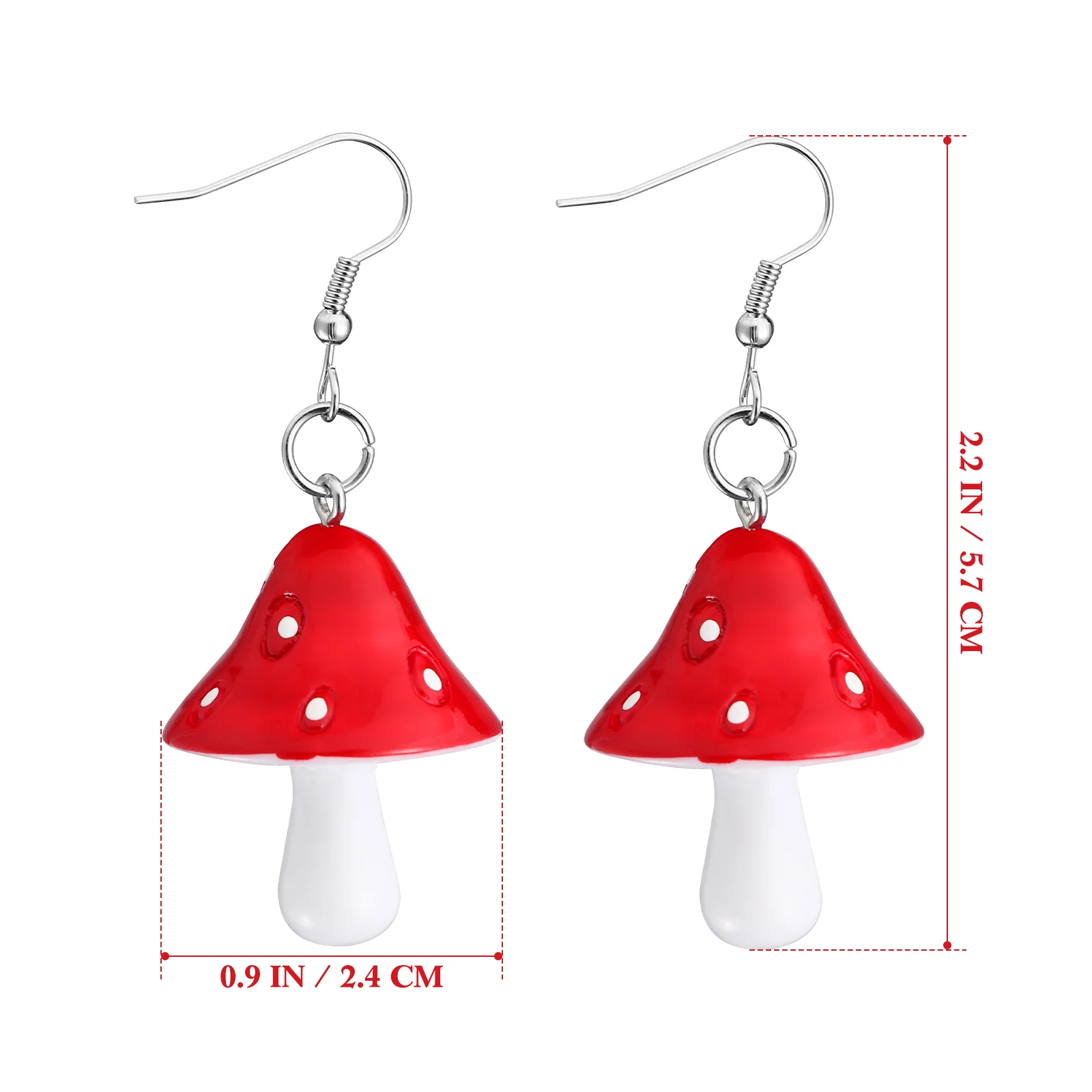 Mushroom Drop Earrings Dainty Jewelry Dangling for Women Colorful European and American Japanese Korean Teenage Girls Red Miss