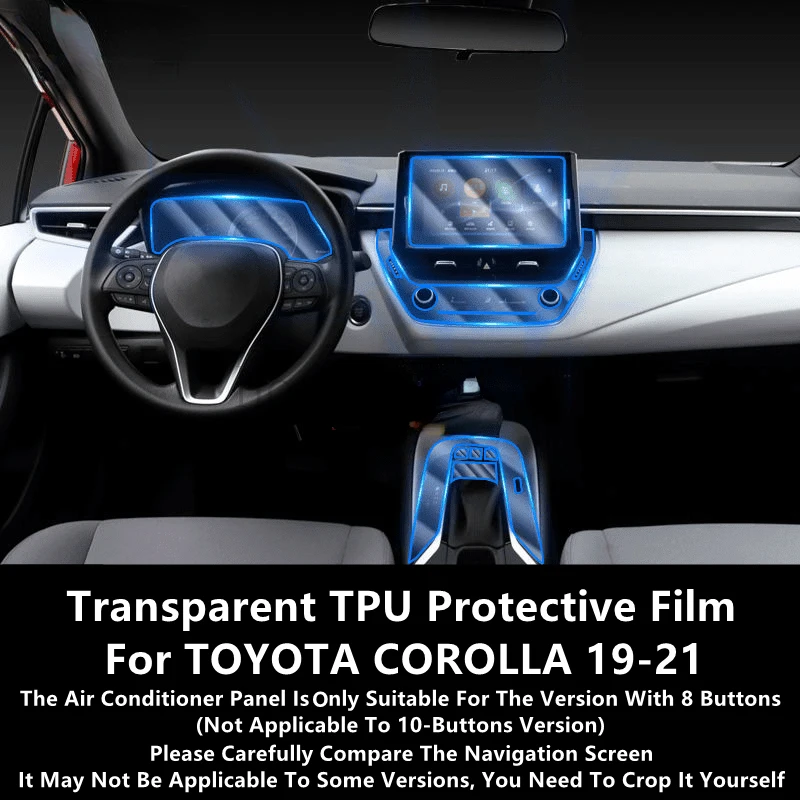 For TOYOTA COROLLA 19-21 Car Interior Center Console Transparent TPU Protective Film Anti-scratch Repair Film Accessories Refit