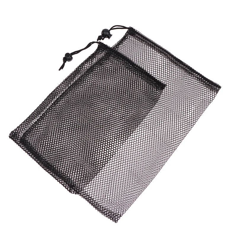 1pc Black Durable Nylon Mesh Drawstring Bag Storage Pouch Multi Purpose Home Travel Outdoor Activity Laundry Bag Stuff Sack