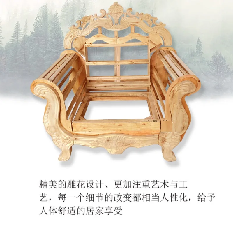 Luxury Italian Style Villa High-End Furniture Living Room Sofa European Solid Wood Carving Fabric Sofa Home Furniture Couch