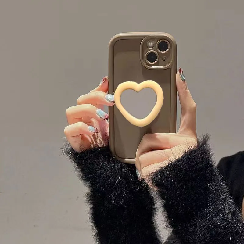 For Redmi A3 13 13C 11A 12C 12 Turbo 3 9T 9 Note 12 11 Pro+ 11S 10 Poco C6 Phone Case Love Heart Mirror Bracket Shockproof Cover