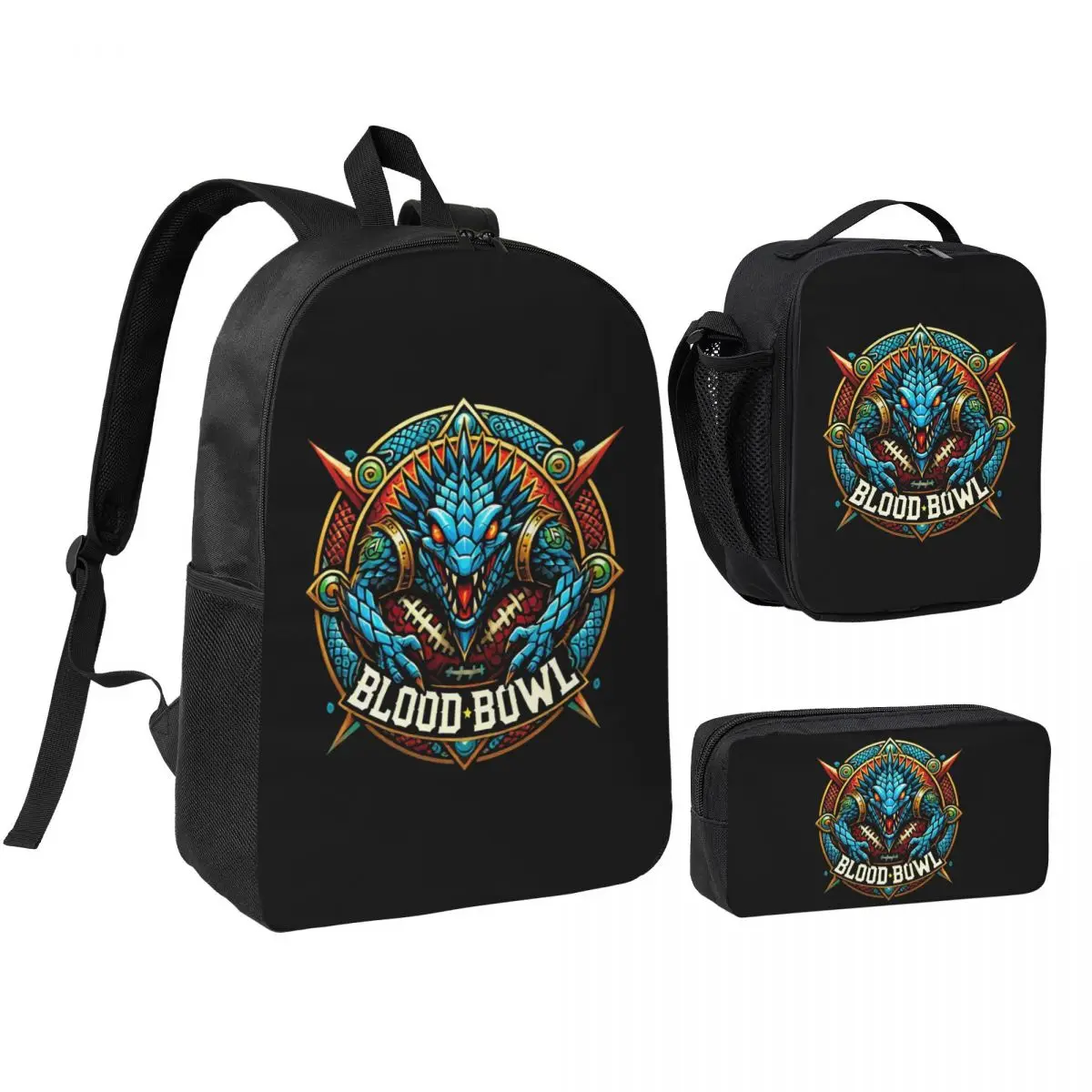 

Lagrt Blood Bowl Backpack Student BookBag School Bag Shoulder Bags 3ps Insulated Lunch Bag Pencil Case