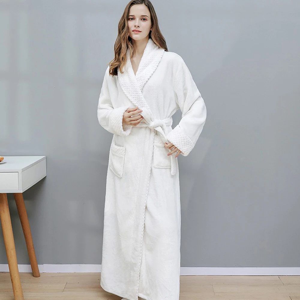 

Female Autumn and Winter Warm Long Coral Velvet Thick Couple Bath Bathrobes Men Women Pajamas Shower Robe Bath Towels For Adults