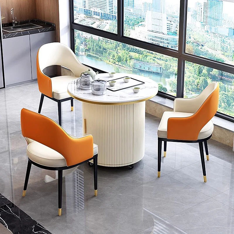 custom. [5578 People Collected] Balcony Tea Table and Chair Set 2025 New Model Home Small Tea Table Rock Slab Light Luxury Moder