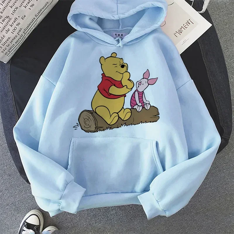 Felpa con cappuccio Disney Winnie The Pooh Anime manica lunga Harajuku top Y2k felpe da donna felpe con cappuccio Streetwear oversize autunno femminile