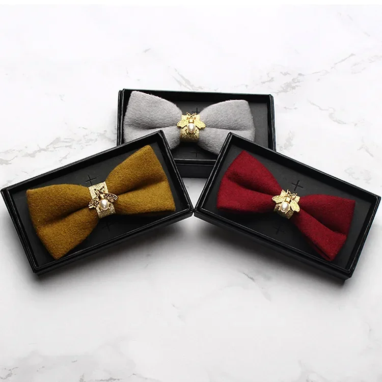 Reusable ผ้าขนสัตว์สีน้ำเงินผู้หญิงกำมะหยี่เด็ก Boy Girl ผู้ชายยืดหยุ่นสีเขียว Bow Tie สีดำอุปกรณ์เสริมสุภาพบุรุษเจ้าบ่าว