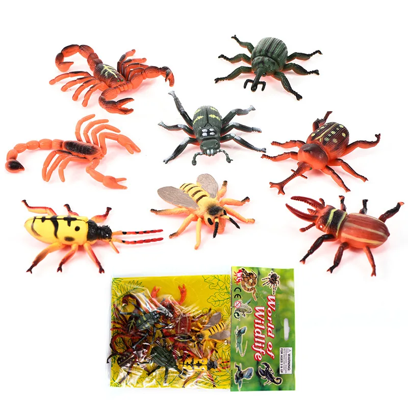 Funny Simulation Insect Toy Spider Model Fun Realistic Ladybird Dragonfly Mini Insect Animal Model 12pc/lot