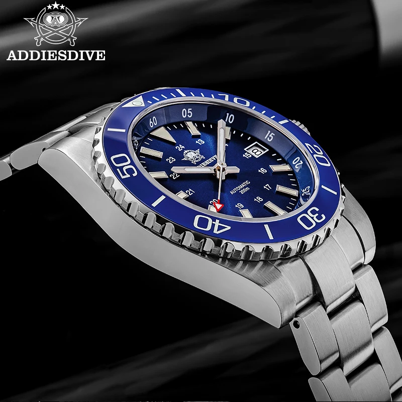 ADDIESDIVE นาฬิกาผู้ชายอัตโนมัติ 40 มม.ซูเปอร์ลูมินัสกระจกแซฟไฟร์ 200M กันน้ำ 316L สแตนเลสแฟชั่นนาฬิกาดำน้ำชาย