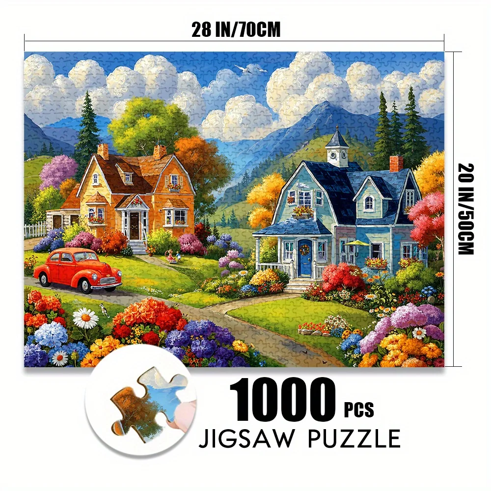 1000pcs Adult Puzzle - 500pcs Paper Puzzle - Large Size 27.56x19.69inch - Country Villa Garden Landscape - DIY Creative Game f