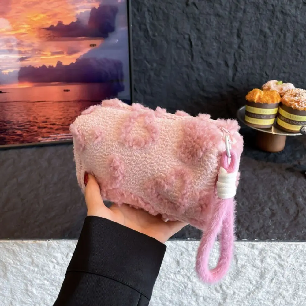 مادة لينة حقيبة ماكياج أفخم مقبض تصميم وظيفة التخزين السفر حقيبة مستحضرات التجميل مخلب نمط الحب طباعة مقلمة