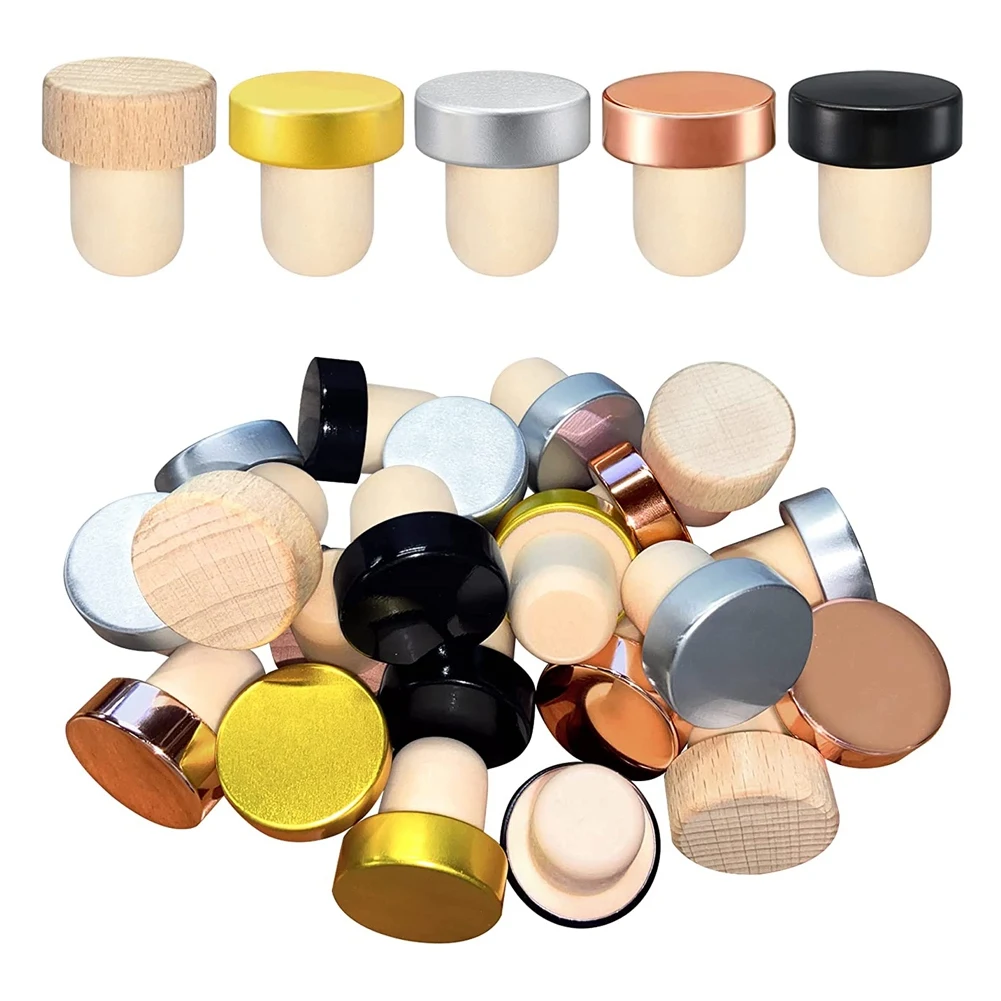 30PCS Wine Bottle Cork Stopper T Shaped Wine Stopper Tasting Cork Replacement Reusable Cork Glass Beer Bottle Sealing
