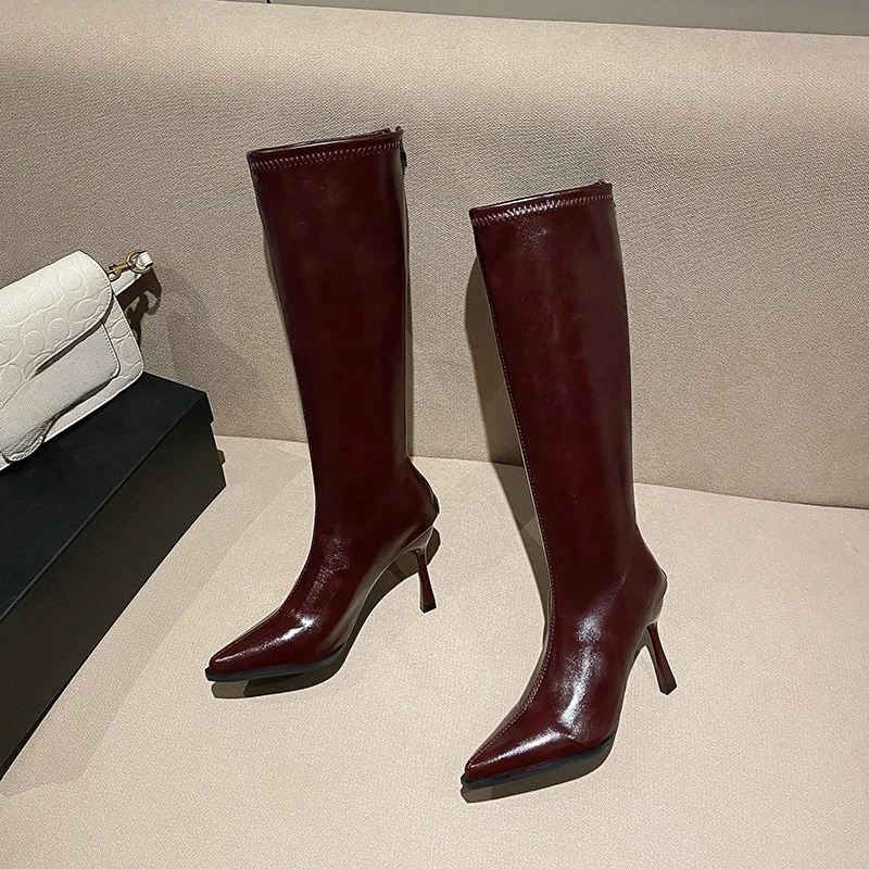 

Sexy Stiletto High-heeled Boots Fall/Winter 2025 New Versatile Pointed Toe Rear Zipper No Knee Skinny Thigh Boots