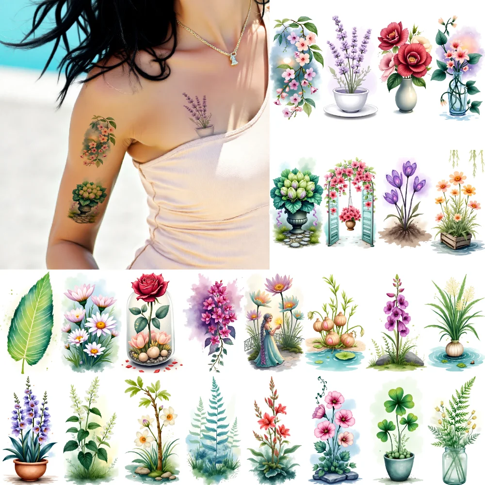 

9 шт. временные татуировки цветочные татуировки временные татуировки наклейки растительные татуировки водостойкие долговечные наклейки для тела для щек
