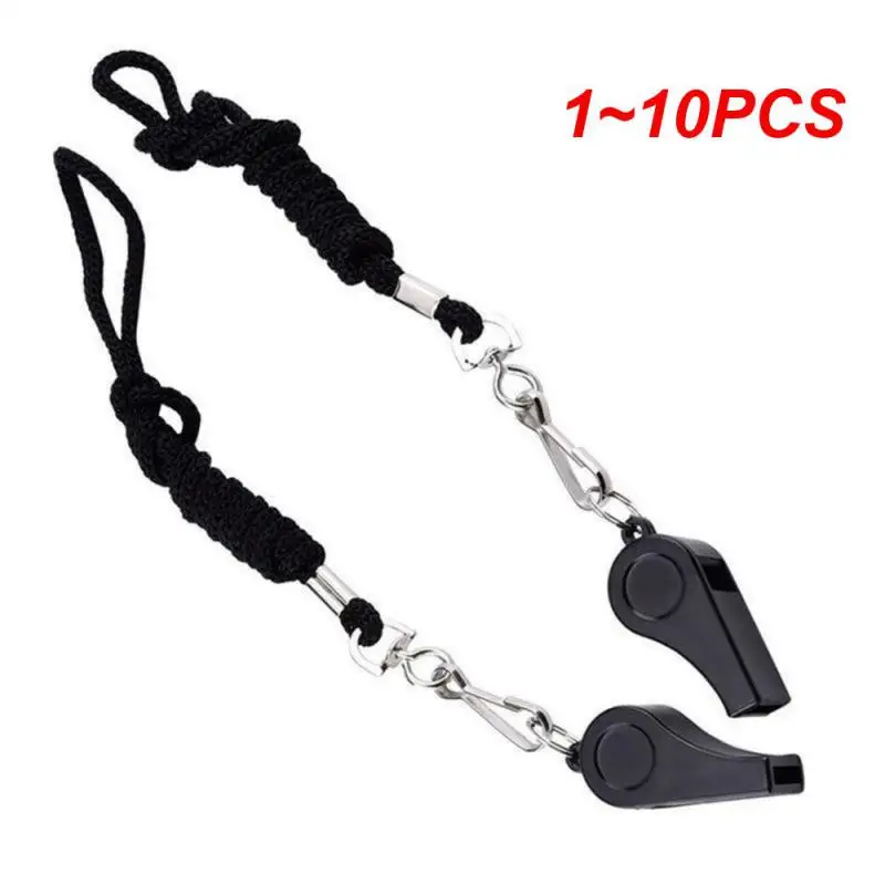 1~10PCS Professional Whistle Black ABS Outdoor Sports Camping Hiking Referee Game Training  Survival Whistle  With Lanyard