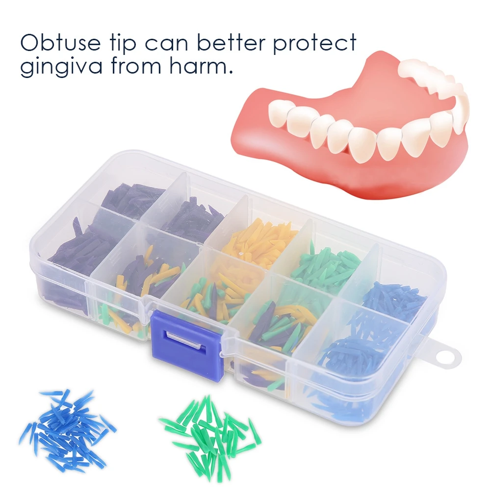 800 Pcs Disposable Teeth Dental Plastic Wedges Disposable Dental Consumable Oral Care Denture Material Supplies 4 Sizes