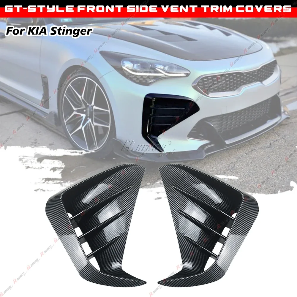 2Pcs Front Bumper Side Vent&Grill Blade Trim Cover For KIA Stinger 2017-2023 Front Bumper Trim Canards Car Styling Accessory