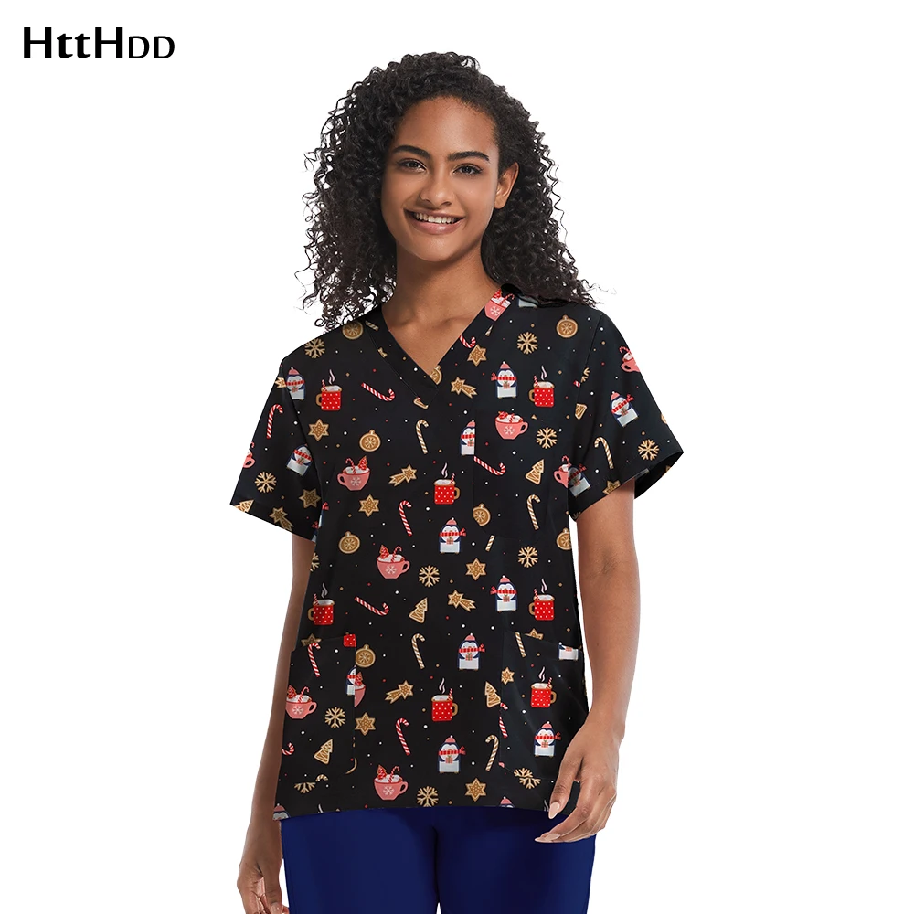 

Beauty Spa Uniform Printed Fashion Shirts Hot Sales Scrub Elastic Surgical Gowns Hospital Accessories Healthcare Dentists Scrubs