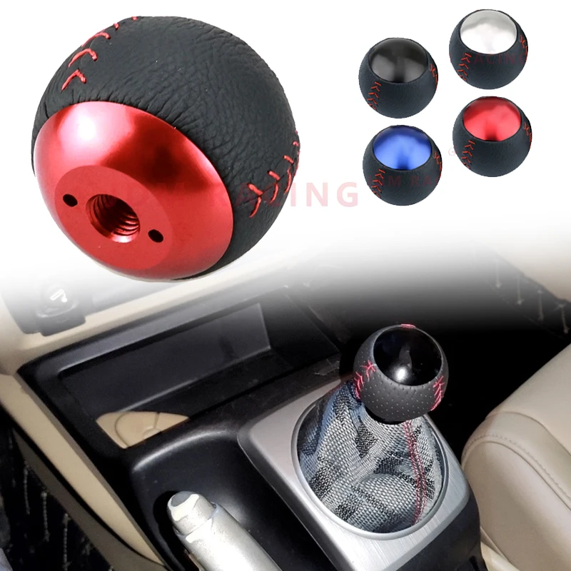 Leather Aluminum Auto Gear Shift Knob For Transmission Gearstick Lever Shifter Knob Universal Car Manual Gear Shift Knob Stick