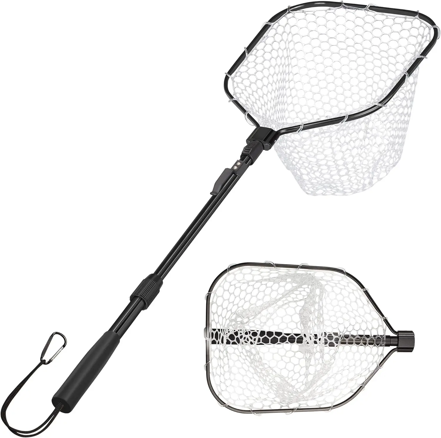 Fishing Tool Kit - Durable Silicone Mesh Fishing Net, Multi-Function Stainless Steel Fish Lip Clip with Scales