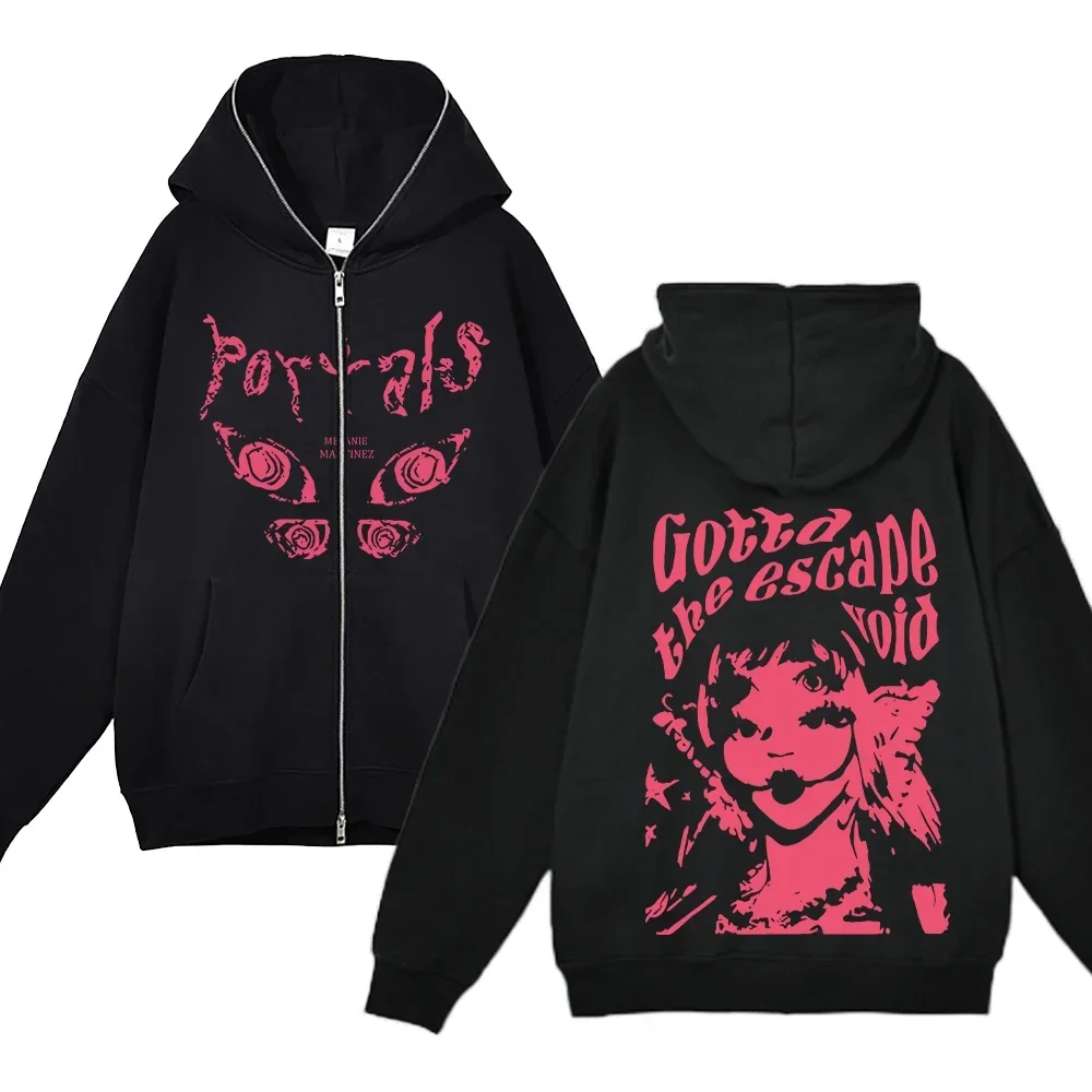 Men's and women's hooded full zip sweatshirts Portals Tour album printed casual jackets hip-hop streetwear zip up jackets