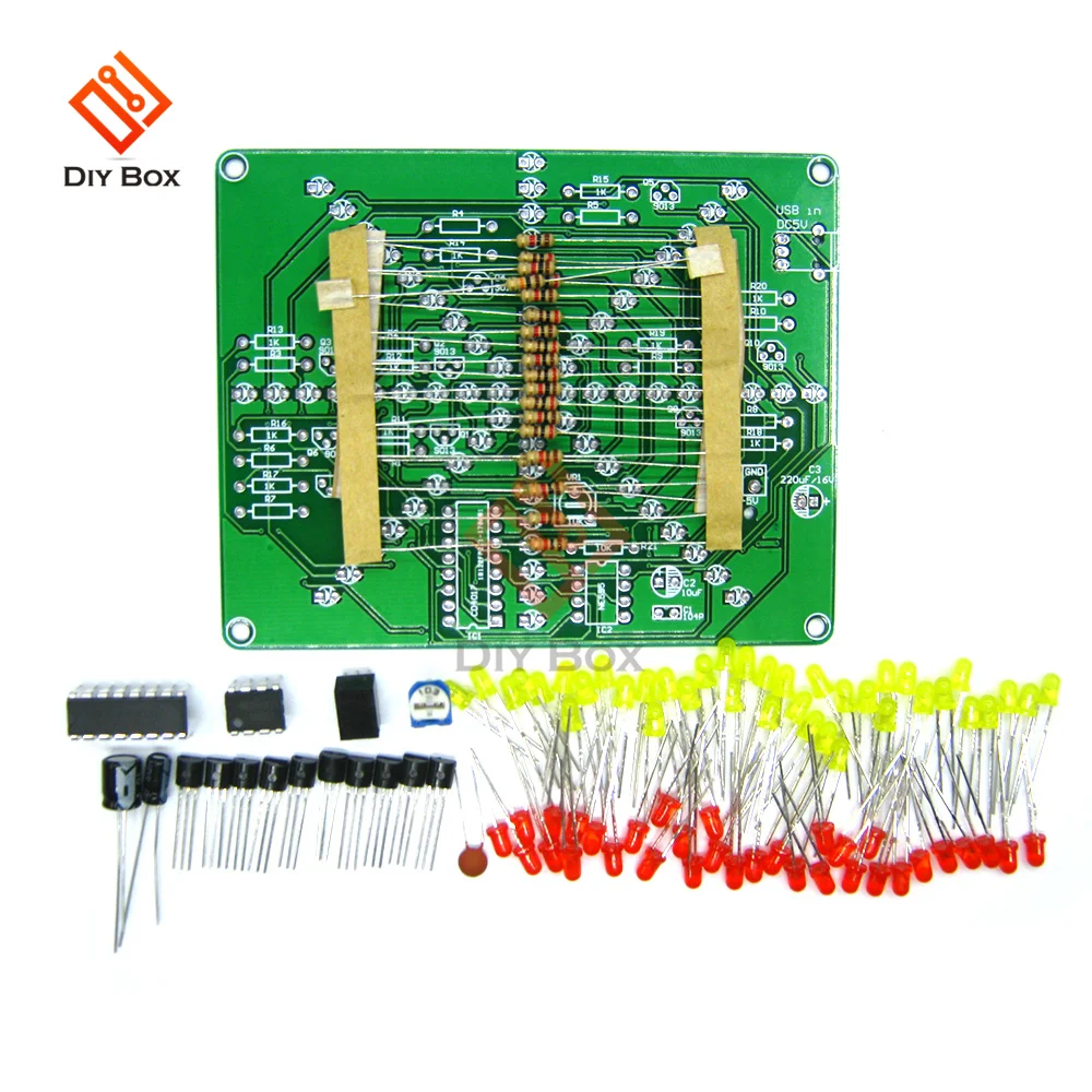 Electronic DIY Kit Flash Light Kits 73 LEDs Red Yellow Dual-Color Flashing Soldering Practice Board PCB Circuit Training Suite