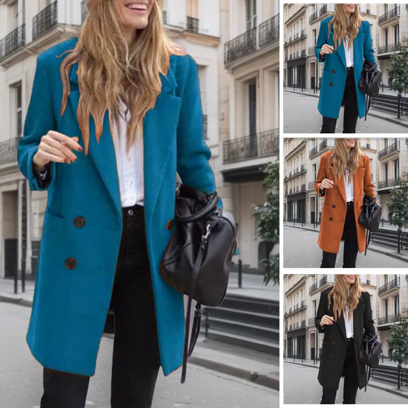 Autumn and winter Europe and the United States long long plus-size woolen women's coat woolen coat