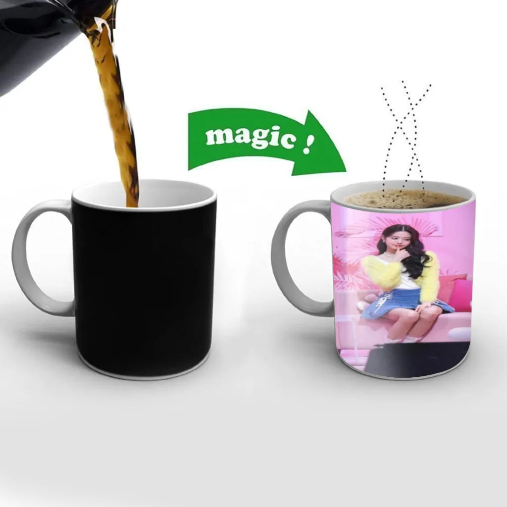 

I-Ive Jang W-Wonyoung Free shipping Mug Changing Color Ceramic Coffee Mugs Magic Tea Cup Best Gift