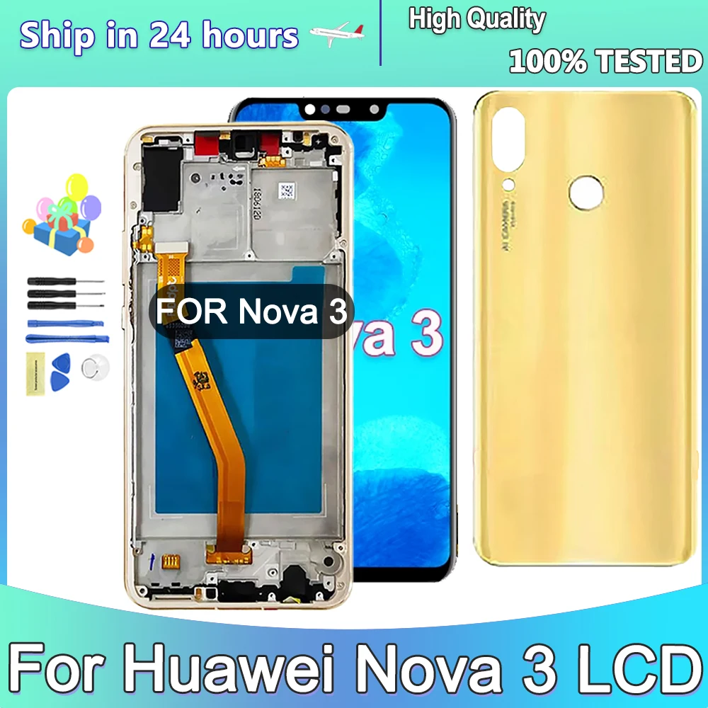 

6.3'' AMOLED For Huawei Nova 3 LCD PAR-LX1 PAR-LX9 PAR-AL00 PAR-LX1M Display Touch Screen for Huawei Nova 3