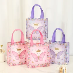 4pcs Butterfly Gifts Packaging Bag Butterfly Theme Birthday Party Decoration Nonwoven Fabric Favors Candy Bags