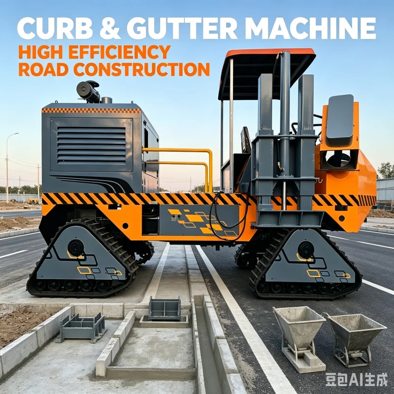 Automatic Concrete Curb Machine For Highway Interchange Slipform Gutter Paver Precise Roadside Kerbing Construction Tool