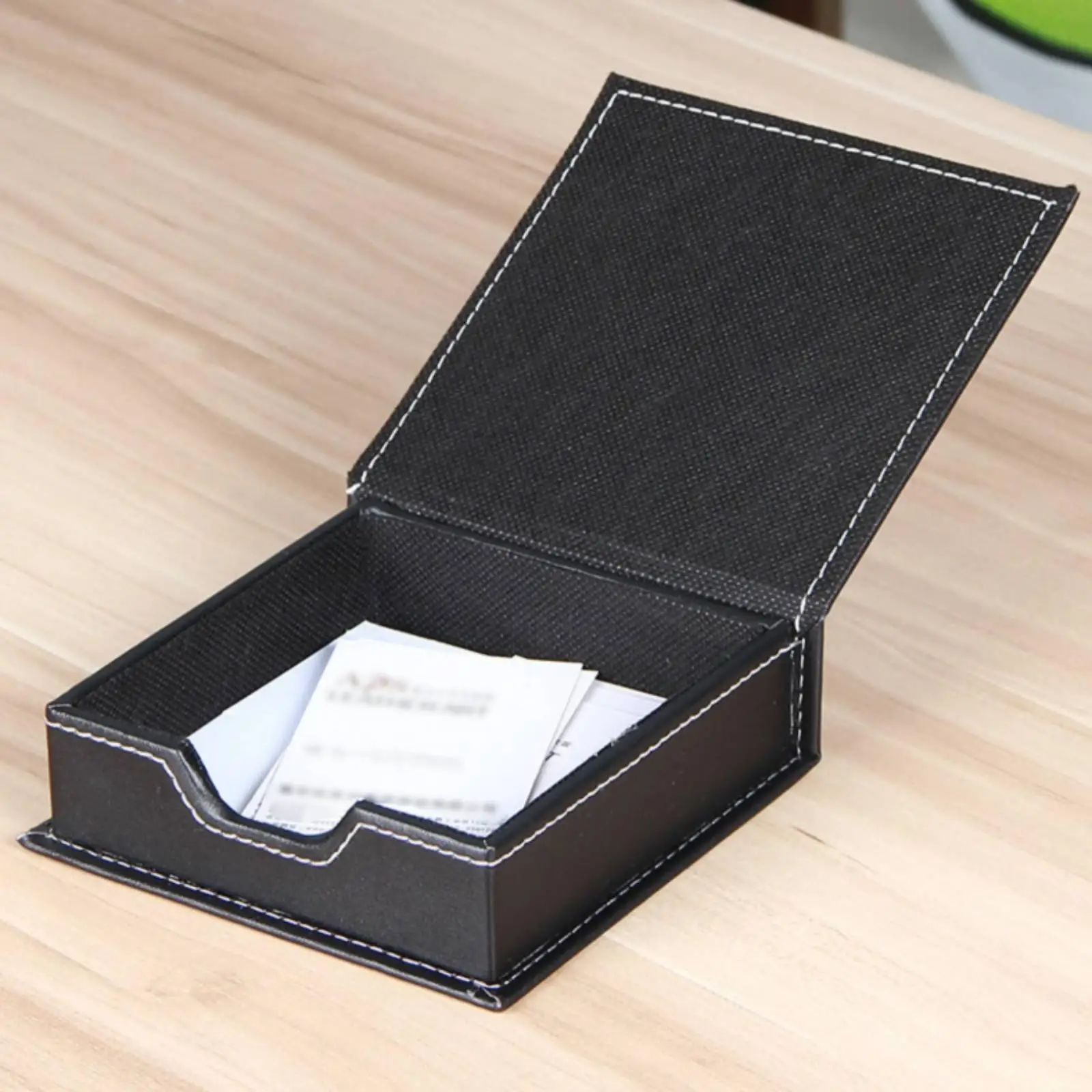 textile-lined-lidded-desktop-box-finger-notch-pu-leather-desk-box-slimline