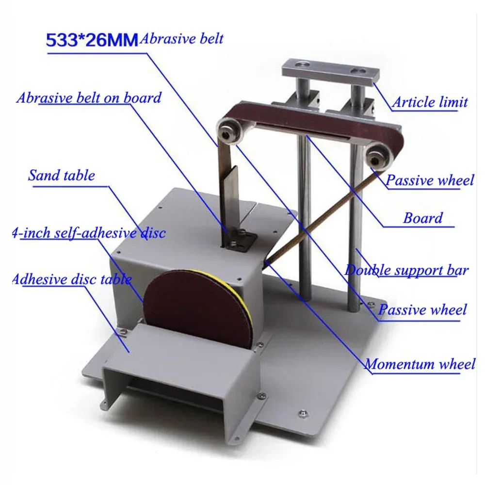 Mini Belt Sander Multi-functional 4-in-1 Polishing Cutting Machine Desktop Grinder Electric Table Saw DIY Woodworking Grinding