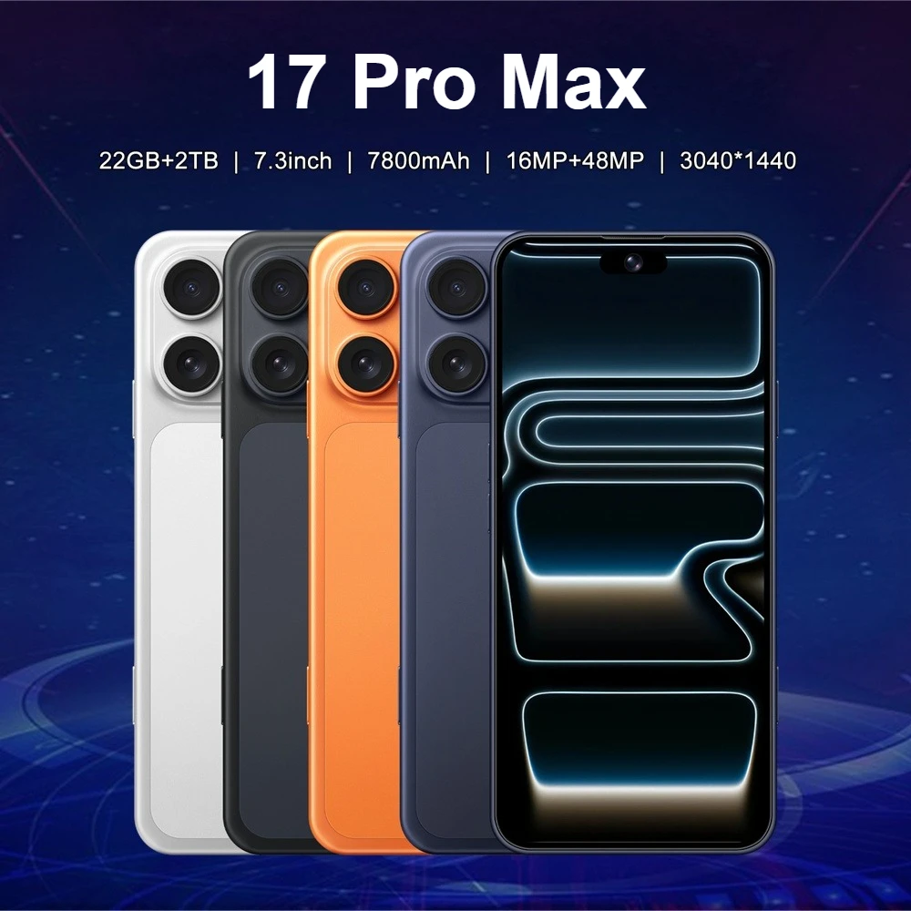 K-Touch 5G Smartphone 17 Pro Max 22G+2TB Cell Phone 7.3inch Full Display Mobile Phones Face Recognition 16+48MP Camera 5G Dual Sim 7800mAh Battery Android 15 Cellphones