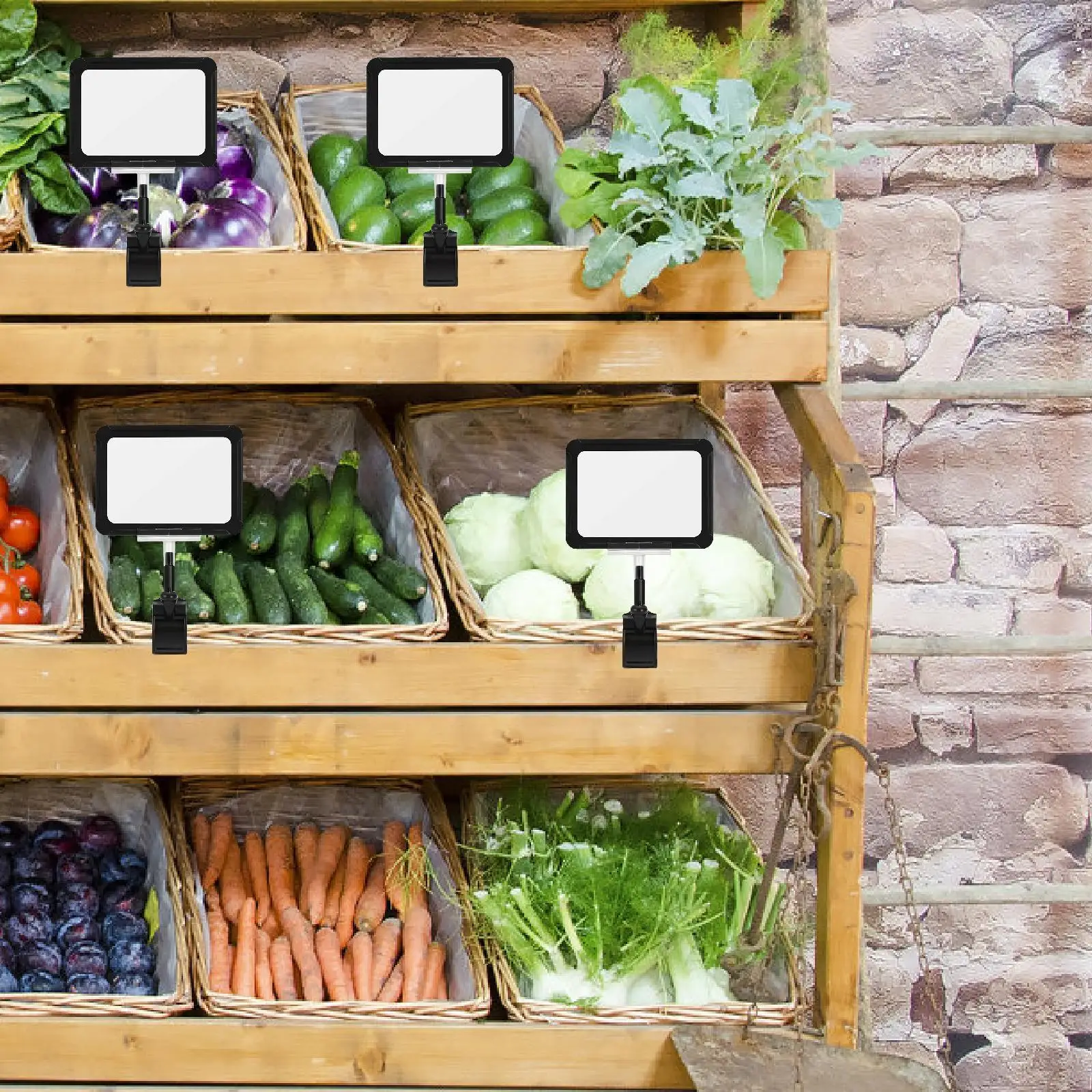 Rotating Sign Clips for Retail Display Merchandise Price Tag Holders with Double Clip Mechanism for Supermarket Shelves