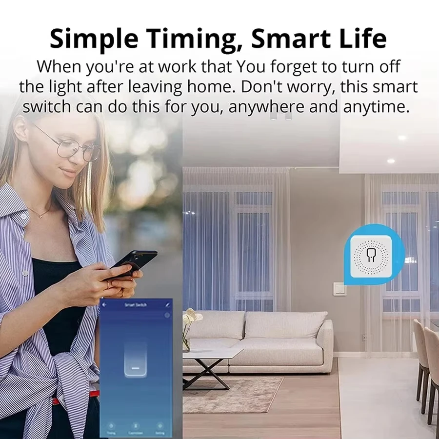 16A Mini Smart Wifi DIY-schakelaar Ondersteunt 2-wegbediening, Smart Home Universele Module, Werkt met Alexa Google Home Smart Life-app