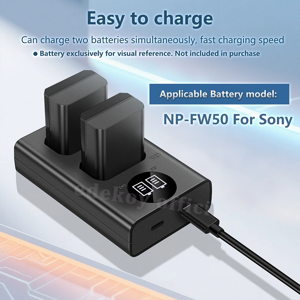 소니 NP-FW50 NP FW50 NPFW50 LCD 듀얼 충전기 (소니 알파 a6000 a6300 NEX-7 SLT-A37 DSC-RX10 DSC-RX10 7SM2 ILCE-7R 7S QX1 용)