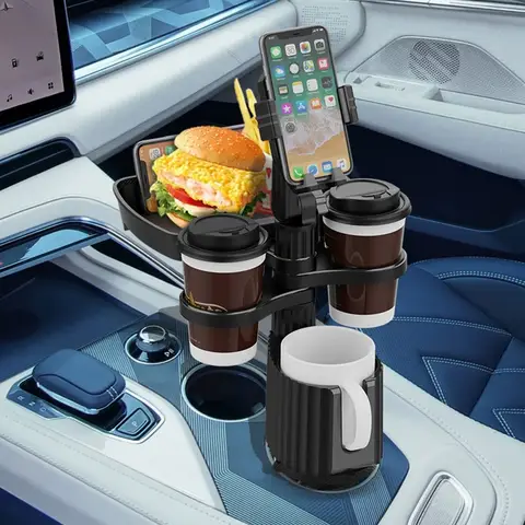 Car Cup Holder Expander Tray with Detachable Car Cup Holder Tray, Car Food Trays for Eating &Cup Holder Tray Table for Car