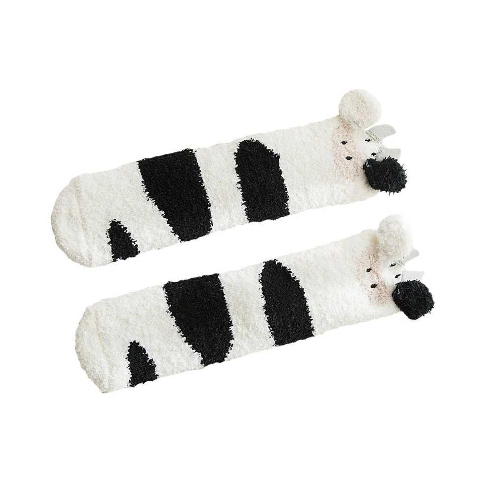 

Cute Coral Fleece Women Floor Socks Warm Stylish Fashion Stockings Embroidered Sleepwear Soft Comfortable Winter Middle Tube
