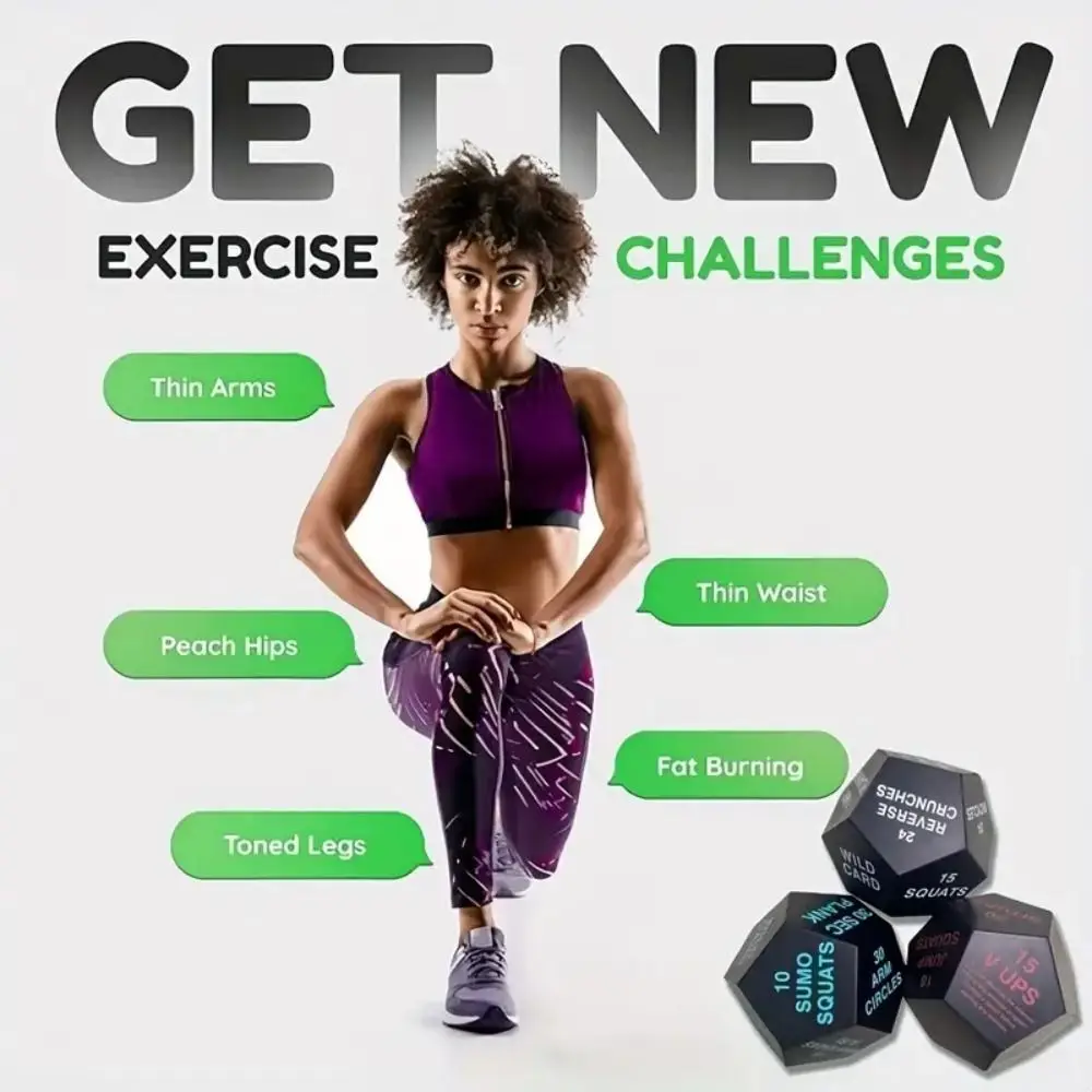 Portable 12 Sided Fitness Action Choice Dice Lightweight Soft Foam Exercise Toy Funny Interactive Bodyweight Training Dice HIIT