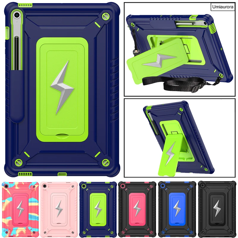

For Samsung Tab S10 Lite SM-X400 S7+ S8 S9 FE+ Plus 12.4" SM-X620 X820 X520 X610 Shockproof PC Tablet Case Kickstand Armor Funda